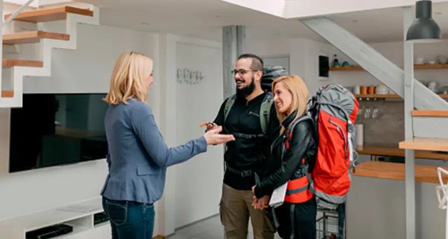 realtor talking with folks